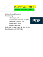 Laboratory Activity 1: Doing Simple Measurements