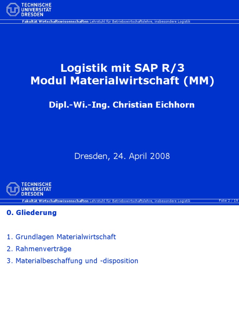 SAP R/3 MM Materialwirtschaft