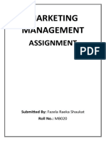Marketing Management: Assignment