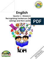 English: Quarter 1 - Module 2: Recognizing Sentences (Telling and Asking) and Non-Sentences