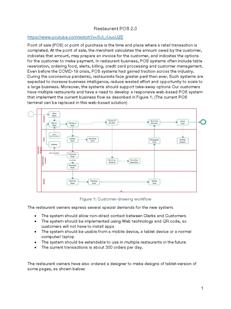 Restaurant POS 2.0: Figure 1: Customer-Drawing Workflow | PDF | Point ...