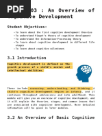 Module 03: An Overview of Cognitive Development: Student Objectives