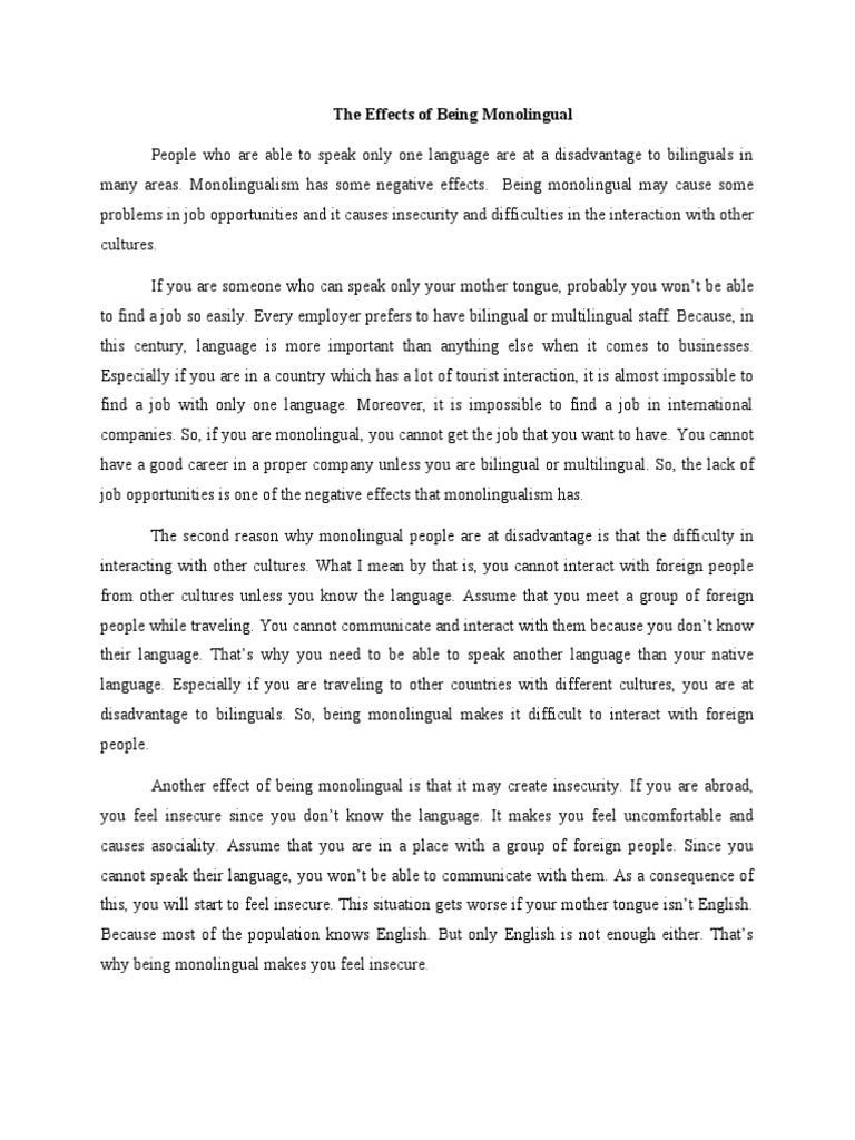 Disadvantages of Monolingualism | PDF | Multilingualism | Communication