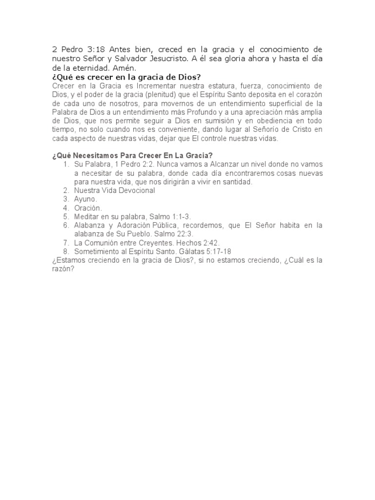 Crecer en La Gracia de DIOs | PDF