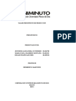 Taller Presupuestos de Producción - Formatos