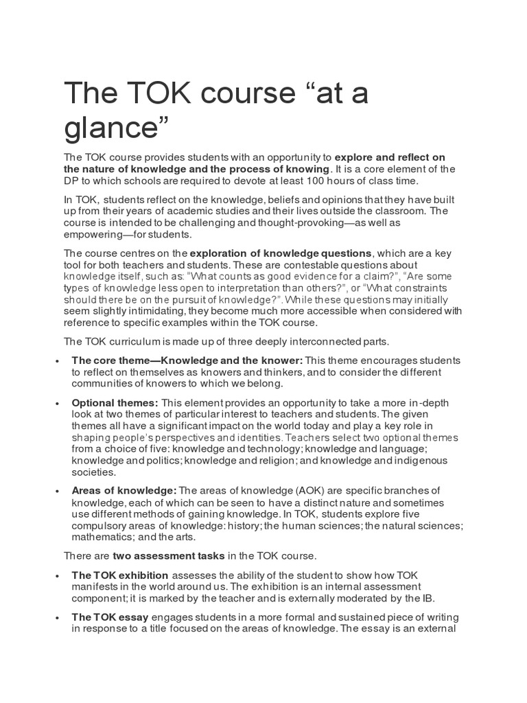 Overview of the TOK Course Structure | PDF | Knowledge | Teachers