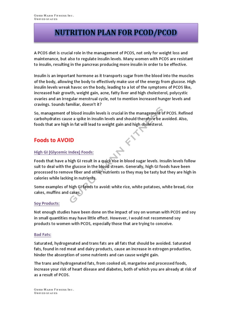 PCOS Diet and Nutrition Guide PDF | PDF | Polycystic Ovary Syndrome | Foods