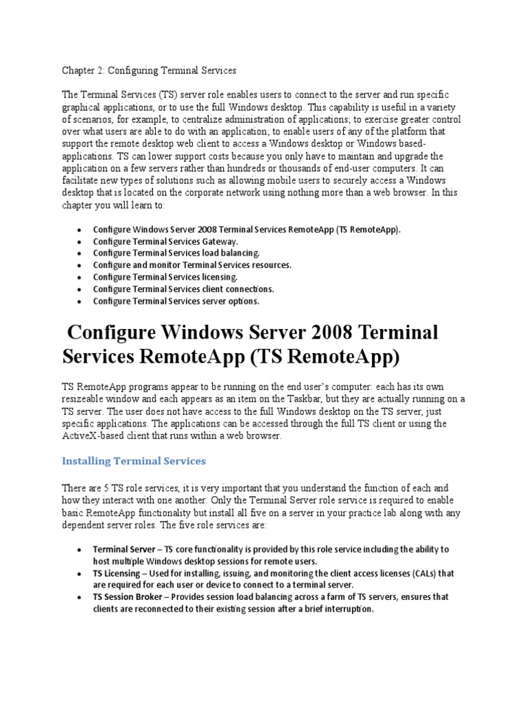 Configuring Windows Server 2008 Terminal Services: Enabling Remote ...