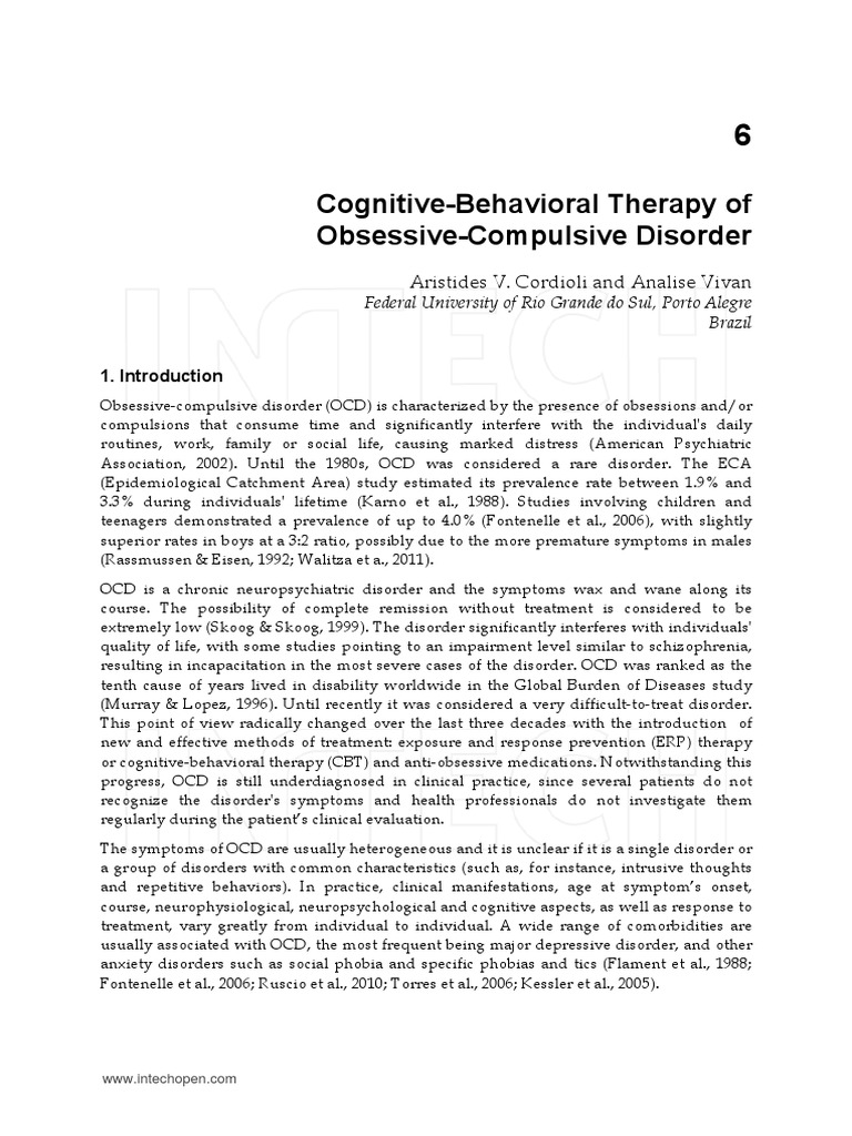 Cbt Manual Ocd Pdf Obsessive Compulsive Disorder Cognitive