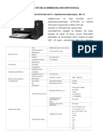 Especificaciones Técnicas Impresora Multifuncional