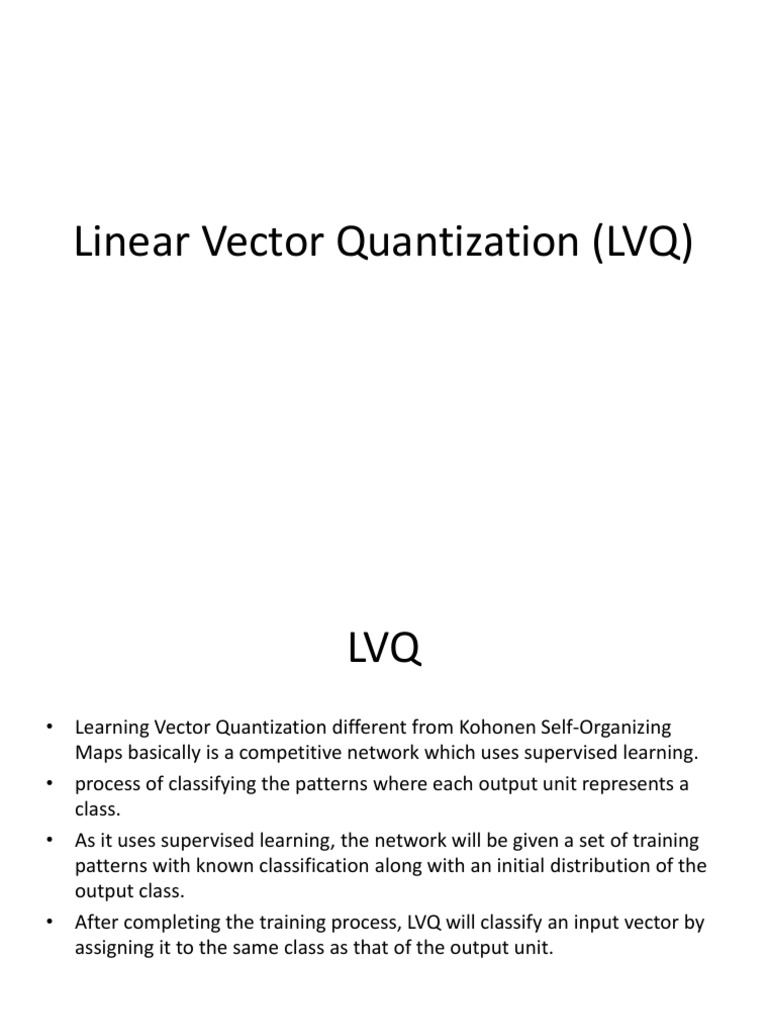 Linear Vector Quantization Lvq Pdf