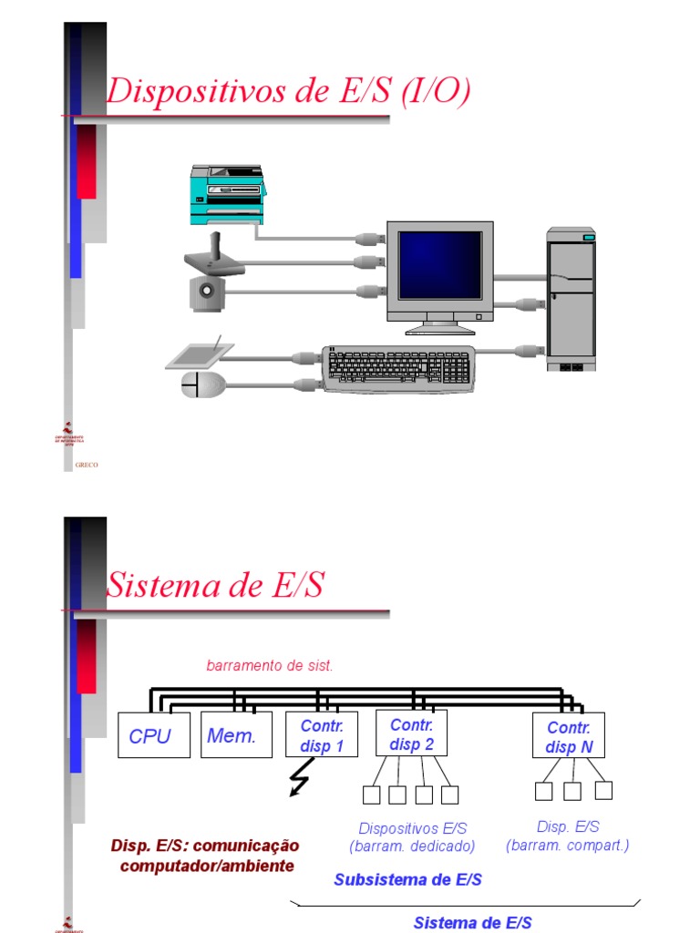 Aula 3 Dispositivos de Entrada e Saida PDF Entrada/Saída Engenharia da Computação