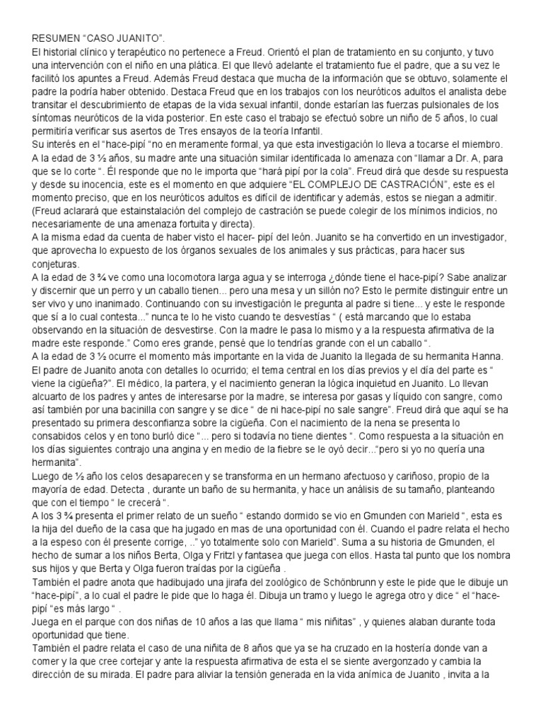 Caso Juanito Freud | PDF | Neurosis | Temor