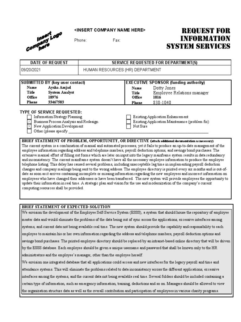 Request For Systems Services | PDF | Computer Engineering | Software