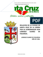 Gobernador Lorenzo Suárez Figueroa relata Santa Cruz 1586