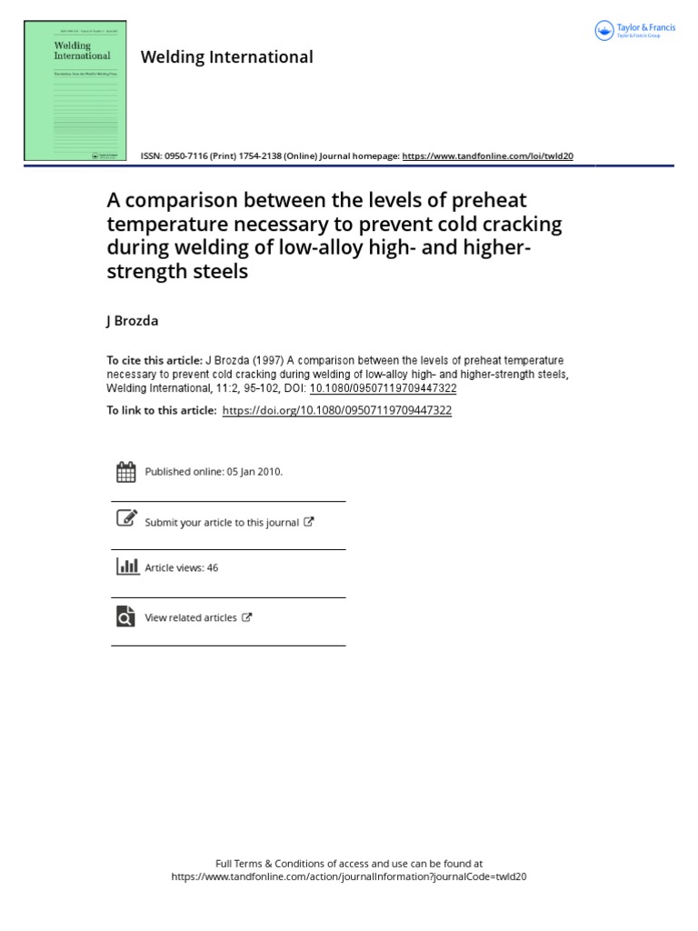 Preheat Temperature for Welding Steel | PDF | Construction | Welding