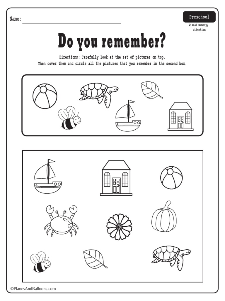 Visual Memory Worksheets Preschool | PDF