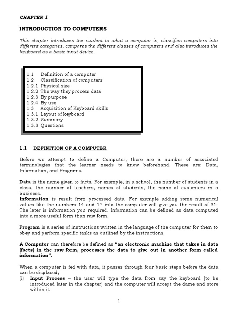 Computer Form 1 Notes | PDF | Printer (Computing) | Computer Data Storage