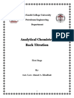 Analytical Chemistry Back Titration: Al-Farabi College University Petroleum Engineering Department