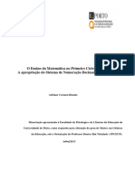 O Ensino Da Matemática No Primeiro Ciclo Do Ensino Básico: A Apropriação Do Sistema de Numeração Decimal - Estudo de Caso