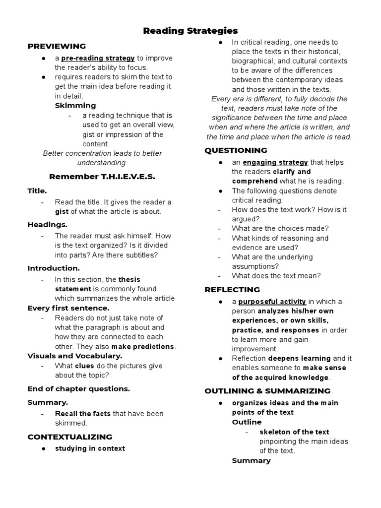 CRWT111 Prelim Lec 4-Reading-Strategies | PDF | Reading Comprehension ...