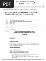 Review Test Submission - MBCE701D-Economics & Management - Assignment 2 Answer