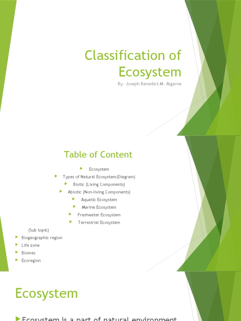 Classification of Ecosystem | PDF | Ecosystem | Biogeography