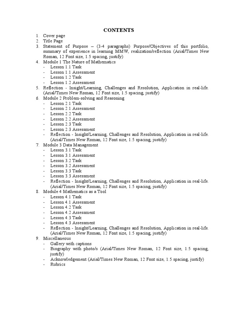 Comprehensive Mathematics Portfolio | PDF