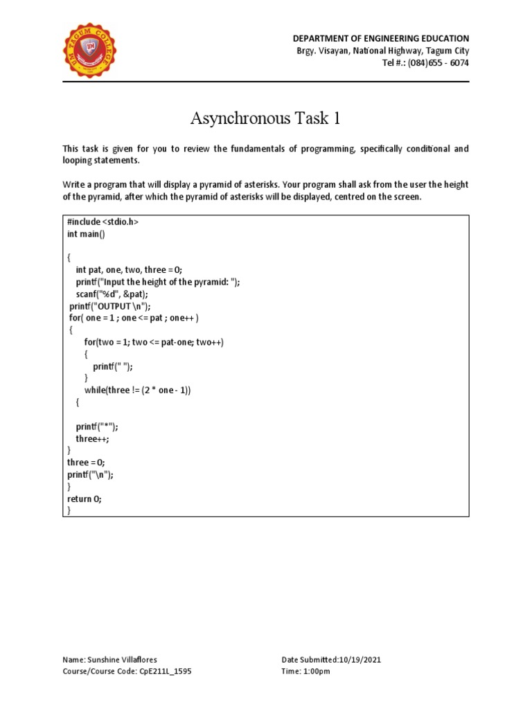 Asynchronous Task 1: Department of Engineering Education | PDF