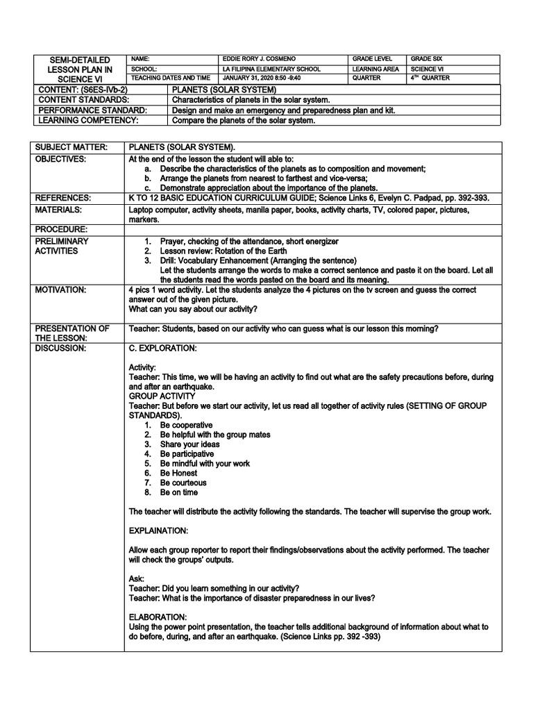 Cot 4 Science 6 PDF Pedagogy