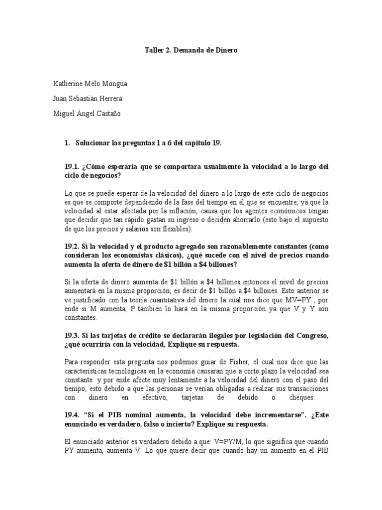 Demanda de Dinero y Velocidad en Colombia | PDF | Inflación | Oferta ...
