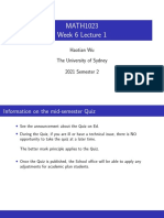 MATH1023 Week 6 Lecture 1: Haotian Wu The University of Sydney 2021 Semester 2