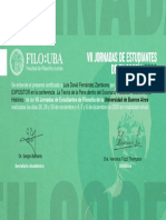 Certificado de Luis David Fernández Zambrano Por Ofrecer Una Conferencia en La Universidad de Buenos Aires