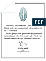 Certificado Por Ofrecer Una Ponencia en La Asociación Argentina de Filosofía Del Derecho
