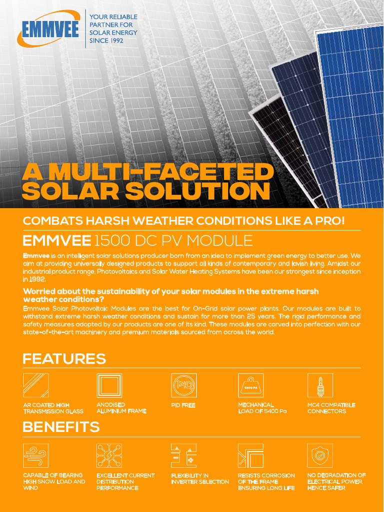 A Multi-Faceted Solar Solution: Emmvee 1500 DC PV Module | PDF ...