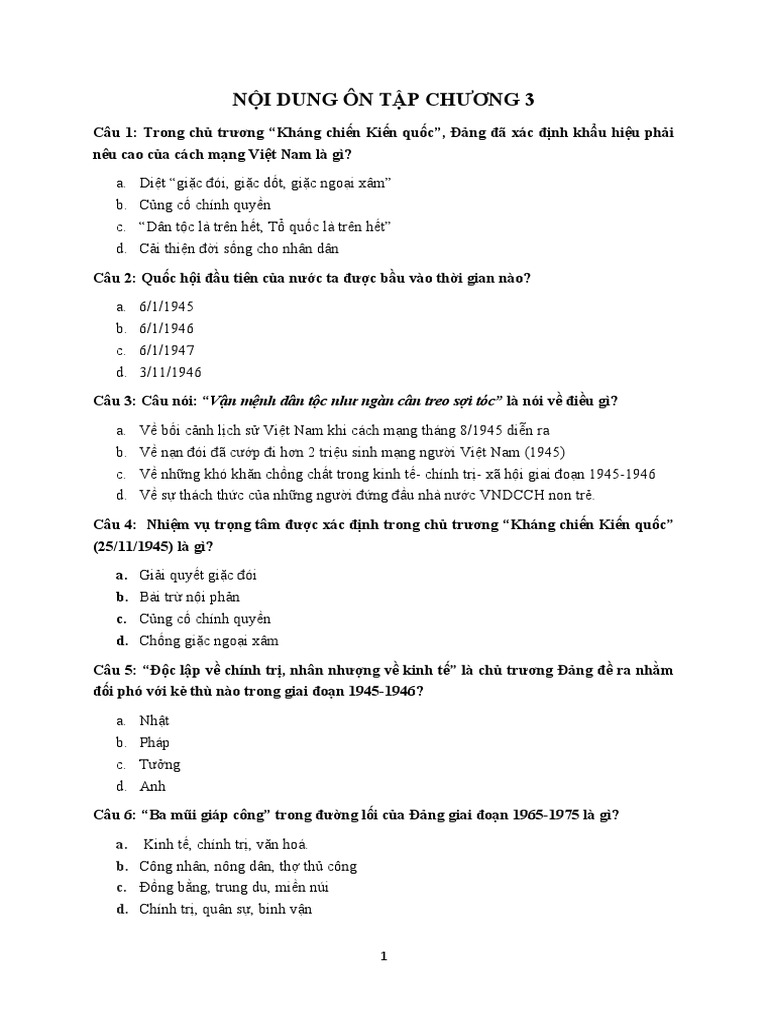 ND ON TAP CHUONG 3 Đường lối CMHCM | PDF