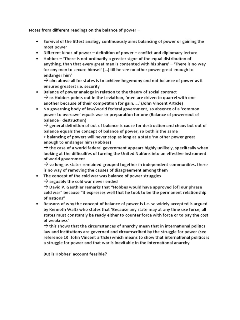 Balance of Power in International Relations | PDF | Social Contract ...