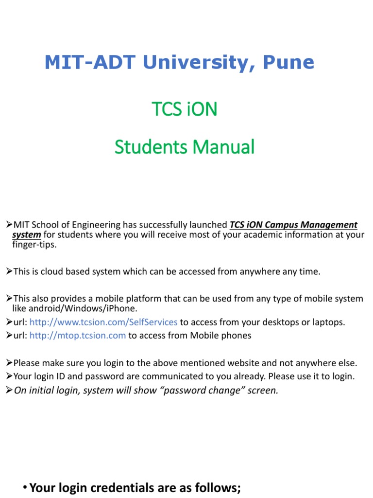 TCS ION Students Manual | PDF | Fee | Libraries