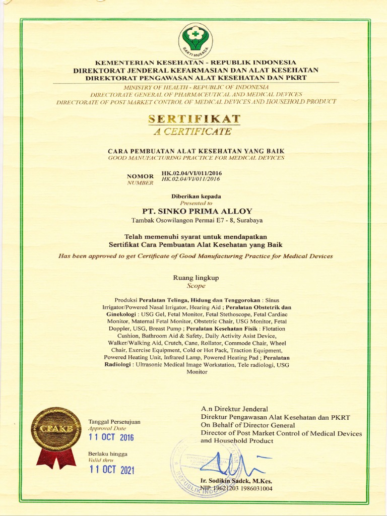 Sertifikat CPAKB | PDF | Equipment | Medical Equipment
