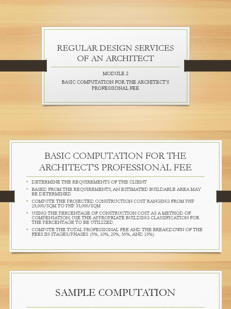 Basic Computation For The Professional Fee of An Architect | PDF ...
