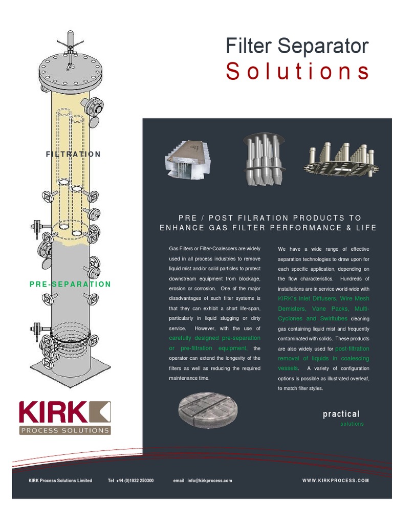 KIRK Filter Separator Solutions | PDF | Filtration | Secondary Sector ...