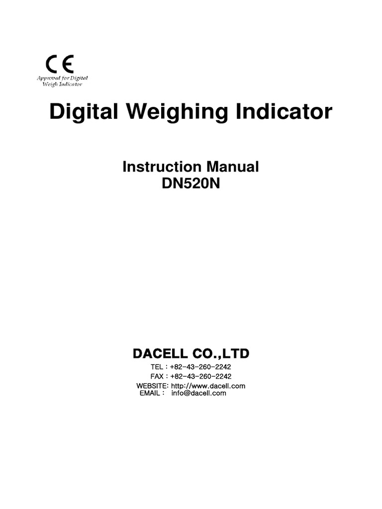 DN520N Digital Weighing Indicator Manual | PDF | Analog To Digital ...