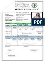 Class Program & Teacher'S Profile: School Year 2021-2022