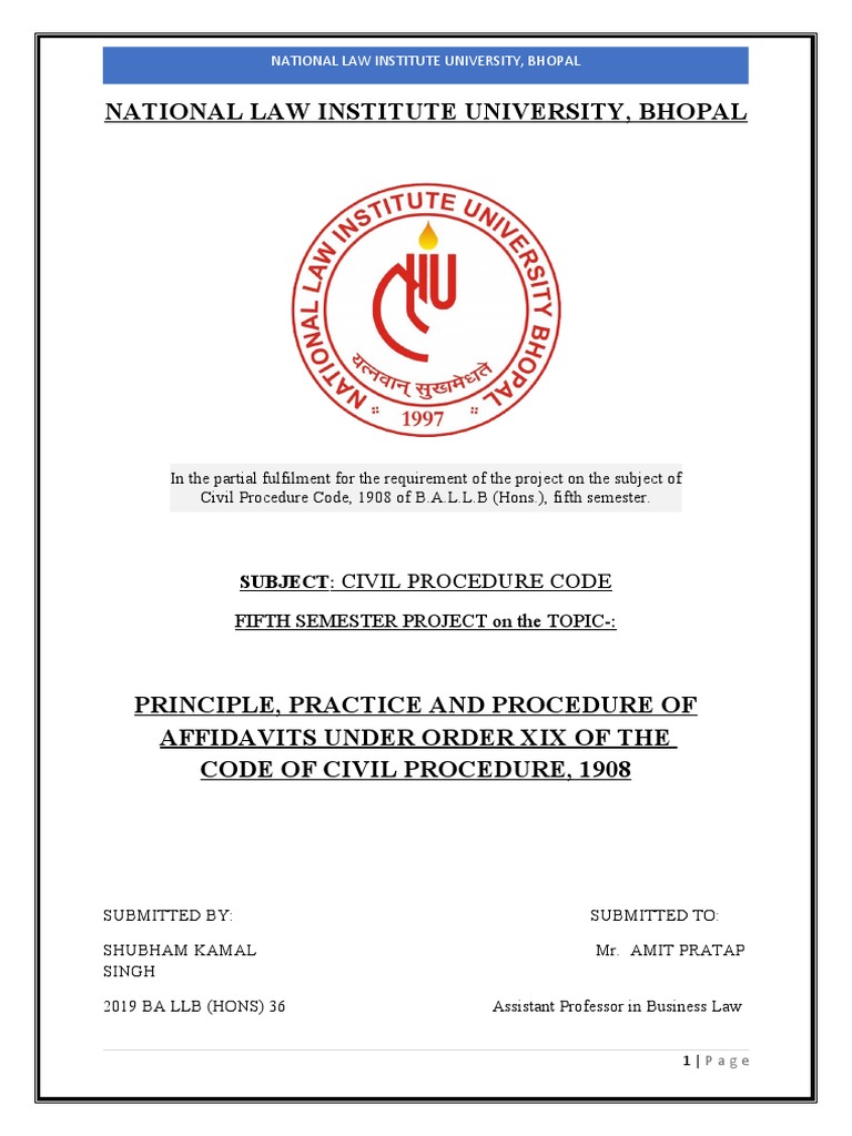 Principles, Practices and Procedures of Affidavits under Order XIX of