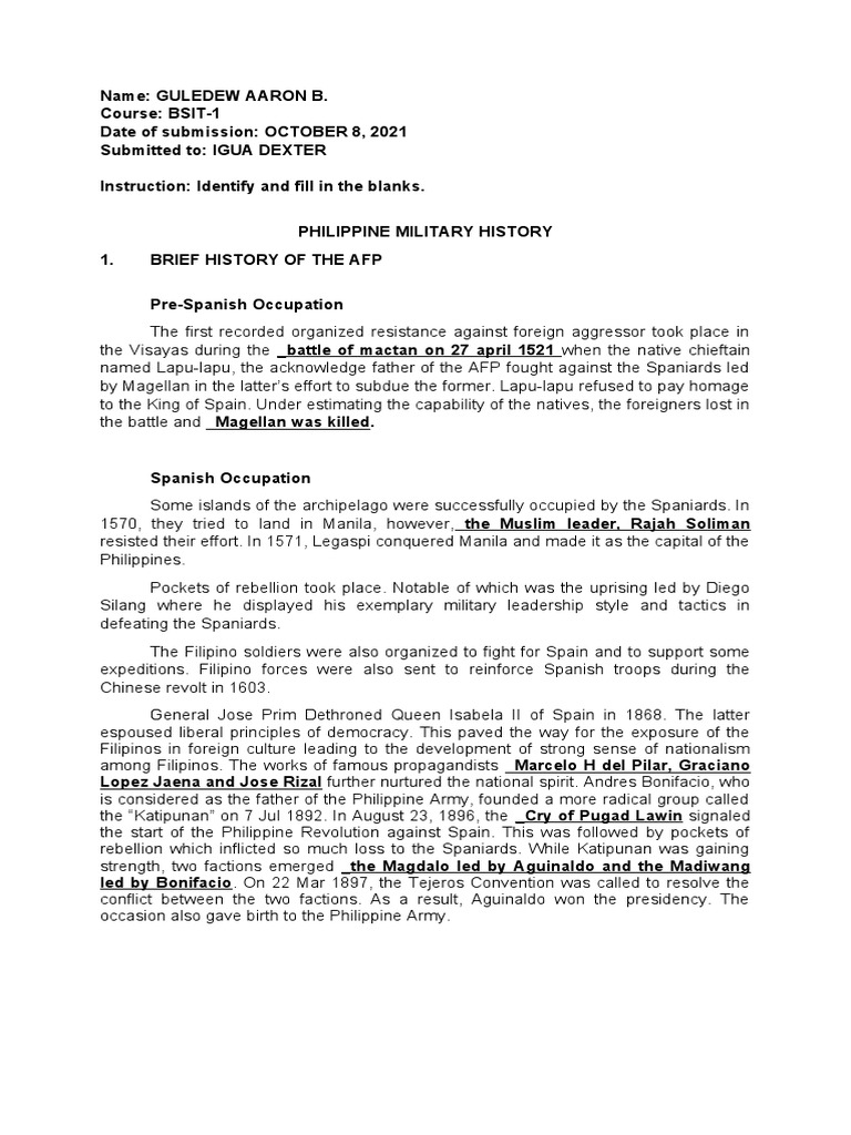 Philippine Military History Overview | PDF | Courage | Philippines