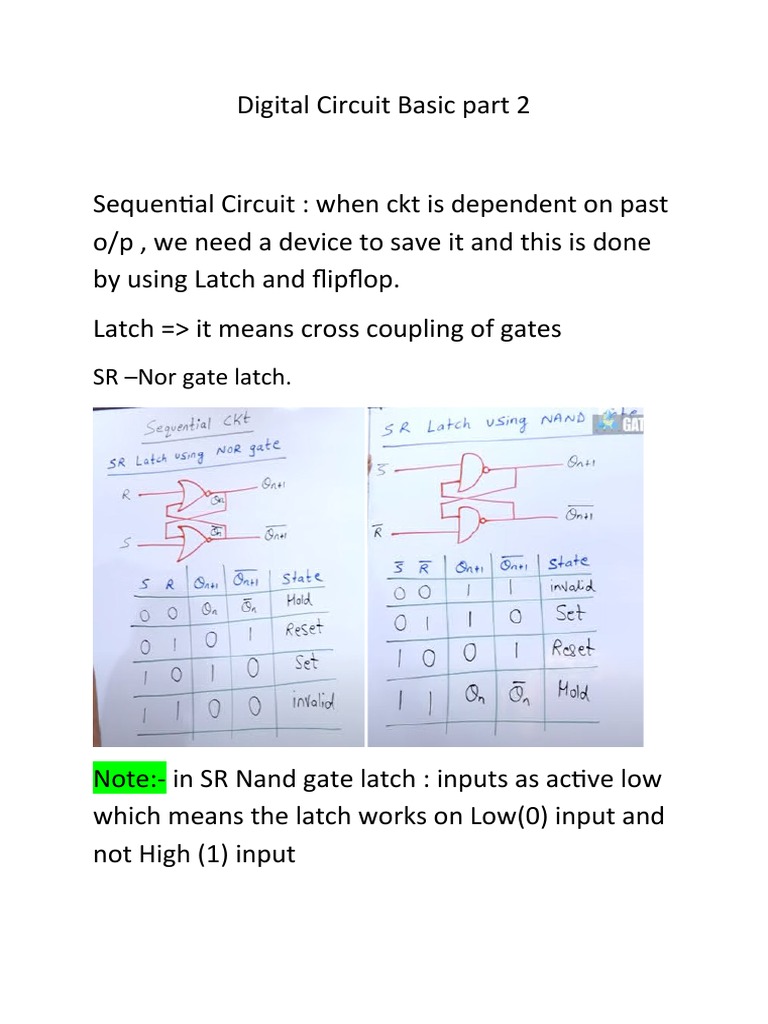 Digital Circuit Basic Part 2Sequential CKT PDF Electrical Circuits