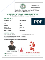 Certificate of Appreciation: Ministry of Health, Medical Education and Family Welfare Government of Jharkhand