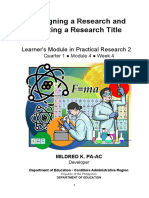 Designing A Research and Writing A Research Title: Learner's Module in Practical Research 2