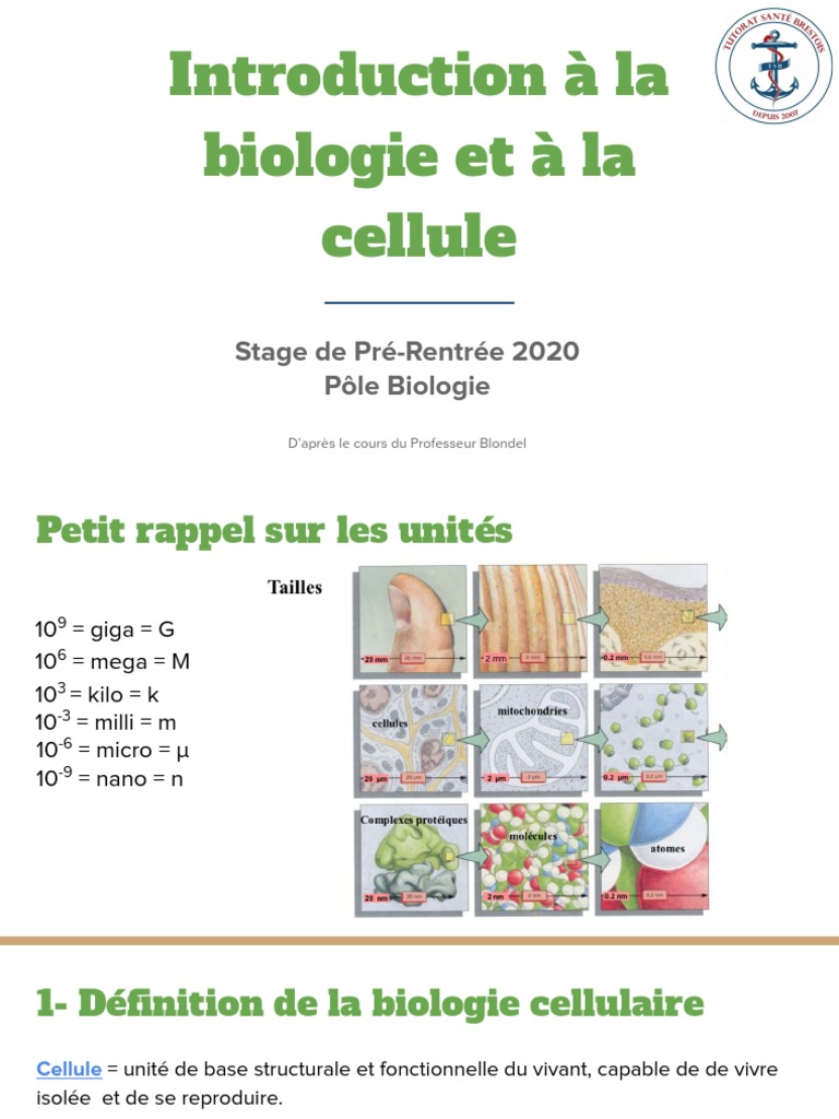 Introduction à la biologie cellulaire | PDF | Cellule (Biologie ...