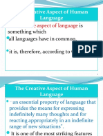 Creative Aspect of Human Language